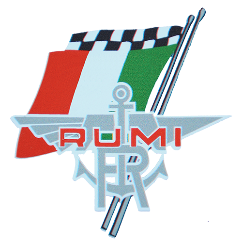 Moto RUMI mark with Italian flag on the back