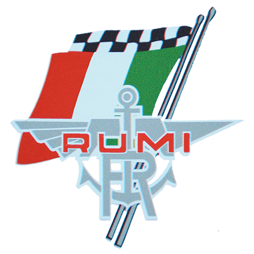 Moto RUMI Logo con Bandiera. Rumi Motorbikes